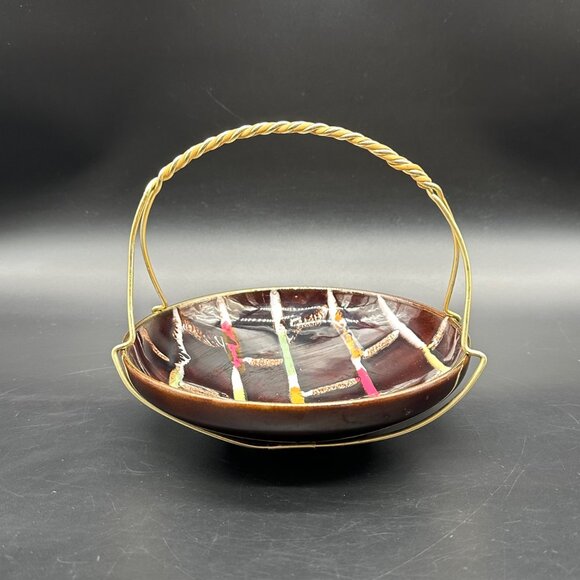 Vintage Bowl Metal Caddy Western Germany Mid Century Modern Decorative Serving - Picture 2 of 10